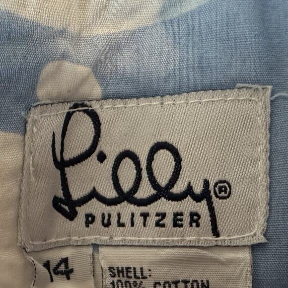 Dress Lilly Pulitzer GIRLS size 14 Cotton Blue Crabs Beach zipper pockets - Picture 5 of 5